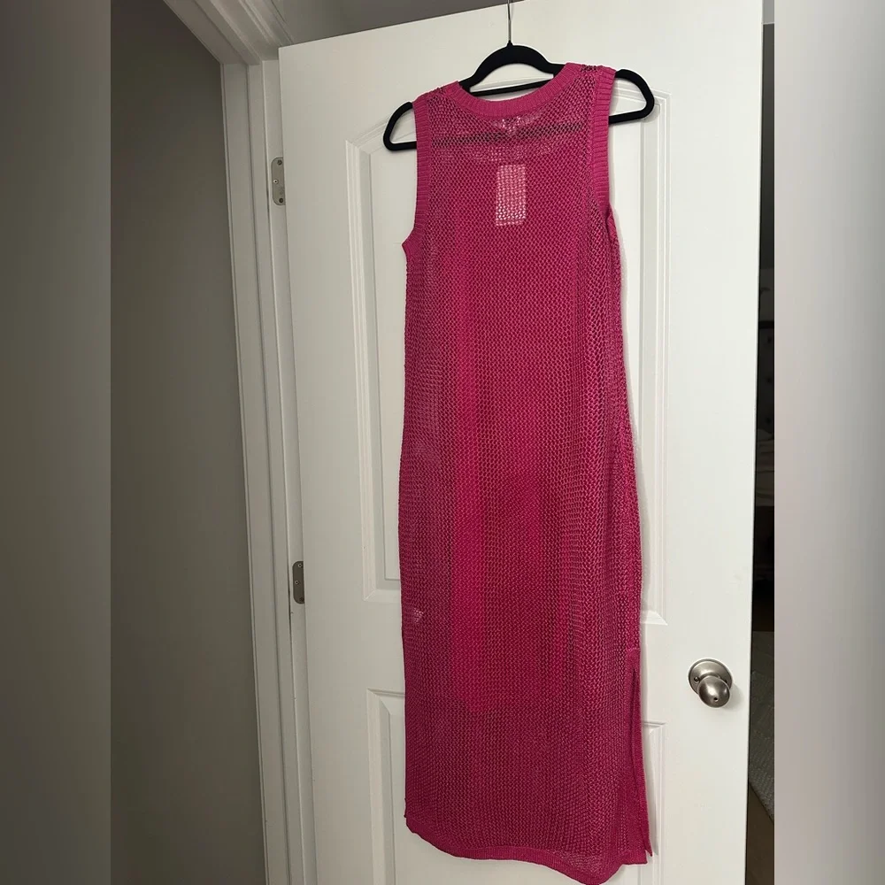 A New Day Women's mesh, sheer knit midi dress. Pink size medium - Picture 4 of 6